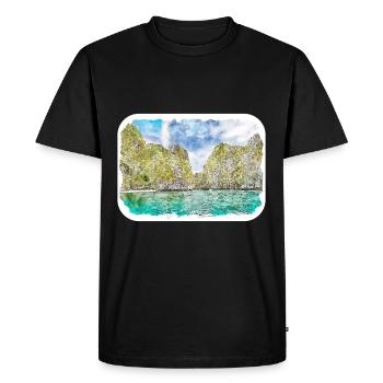 Philippines Aquarelle Sketch Drawn Illustration - T-shirt Premium bio Homme - noir - Devant - Nico (187cm)