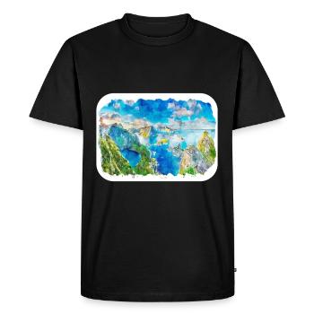 Norvège Aquarelle Esquisse Dessinée à la main Illustration - T-shirt Premium bio Homme - noir - Devant - Nico (187cm)
