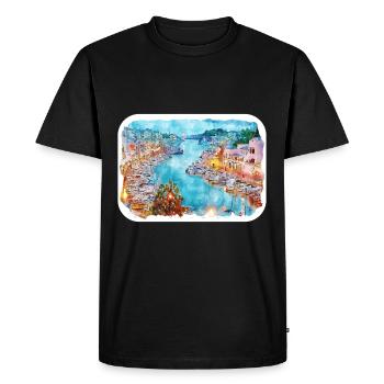 Barcelone Espagne Aquarelle Esquisse Dessinée Illustrati - T-shirt Premium bio Homme - noir - Devant - Nico (187cm)