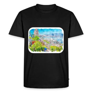 Québec Canada Aquarelle Dessin Dessin Illustration - T-shirt Premium bio Homme - noir - Devant - Nico (187cm)