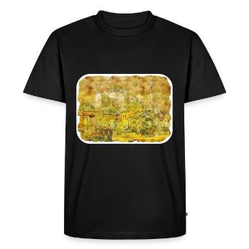 Dinde Aquarelle Esquisse Dessinée à la main Illustration - T-shirt Premium bio Homme - noir - Devant - Nico (187cm)