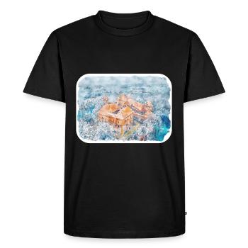 Lithuania Landmark Watercolor Sketch Illustration - Men's Premium Organic T-Shirt - black - Front - Nico (187cm)