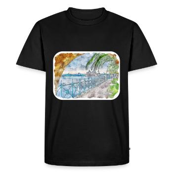 Australie Aquarelle Esquisse Dessinée à la Main Peinture - T-shirt Premium bio Homme - noir - Devant - Nico (187cm)