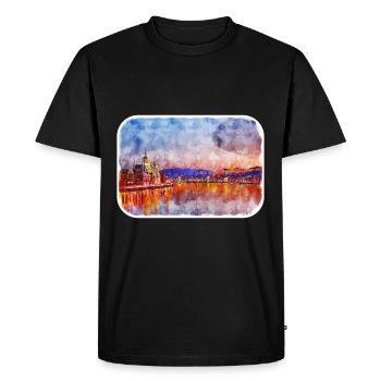 Budapest Hungary Watercolor Sketch Illustration - Men's Premium Organic T-Shirt - black - Front - Nico (187cm)