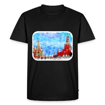 Moscou Russie Aquarelle Esquisse Dessin Dessiné - T-shirt Premium bio Homme - noir - Devant - Nico (187cm)