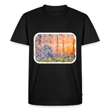 Dinde Aquarelle Esquisse Dessinée à la main Illustration - T-shirt Premium bio Homme - noir - Devant - Nico (187cm)