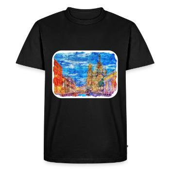Saint-Pétersbourg Russie croquis aquarelle dessiné Drawi - T-shirt Premium bio Homme - noir - Devant - Nico (187cm)