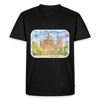 Allemagne Aquarelle Esquisse Dessinée à la main Illustration - T-shirt Premium bio Homme - noir - Devant - Nico (187cm)