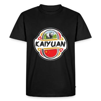 Kaiyuan China Flag Badge Souvenir de voyage - T-shirt Premium bio Homme - noir - Devant - Nico (187cm)