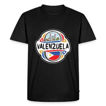 Valenzuela Philippines Flag Travel Souvenir Badge - Men's Premium Organic T-Shirt - black - Front - Nico (187cm)