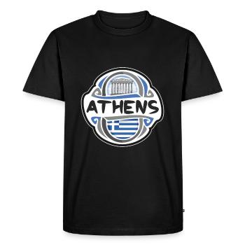 Athènes Grèce Drapeau Badge Voyage Souvenir Timbre - T-shirt Premium bio Homme - noir - Devant - Nico (187cm)
