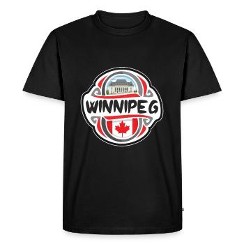 Winnipeg Canada Flag Badge Travel Souvenir Stamp - Men's Premium Organic T-Shirt - black - Front - Nico (187cm)