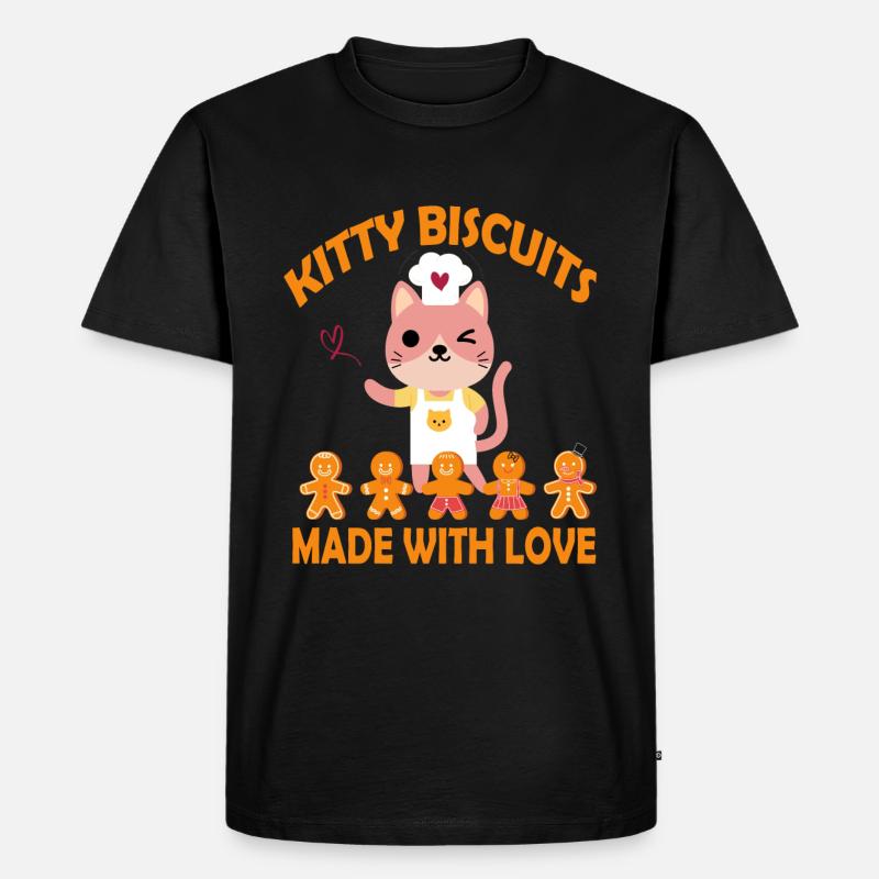 Kitty Biscuits Made With Love - Männer Premium Bio T-Shirt - Schwarz