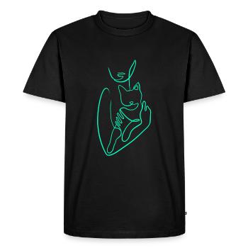 Single line cat love - Men's Premium Organic T-Shirt - black - Front - Nico (187cm)