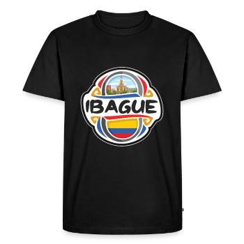 Ibague Colombie Drapeau Badge Voyage Souvenir Timbre - T-shirt Premium bio Homme - noir - Devant - Nico (187cm)