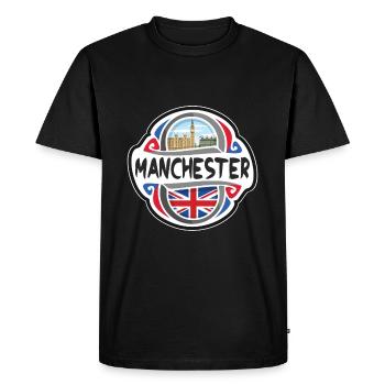 Manchester Royaume-Uni Royaume-Uni Drapeau Souvenir de voyage - T-shirt Premium bio Homme - noir - Devant - Nico (187cm)