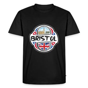 Bristol Royaume-Uni Royaume-Uni Drapeau Souvenir de voyage Bad - T-shirt Premium bio Homme - noir - Devant - Nico (187cm)