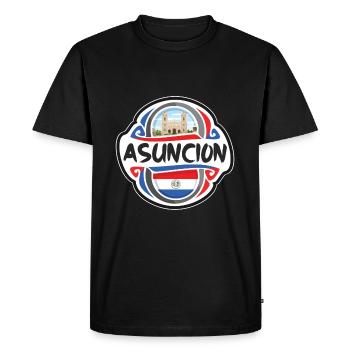 Asuncion Paraguay Drapeau Badge Souvenir de Voyage Timbre - T-shirt Premium bio Homme - noir - Devant - Nico (187cm)