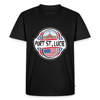 Port St. Lucie USA United States Flag Travel Souve - Men's Premium Organic T-Shirt - black - Front - Nico (187cm)