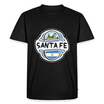 Santa Fe Argentina Flag Travel Souvenir Badge Stam - Men's Premium Organic T-Shirt - black - Front - Nico (187cm)