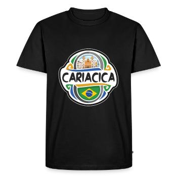 Cariacica Brésil Drapeau Badge Voyage Souvenir Timbre - T-shirt Premium bio Homme - noir - Devant - Nico (187cm)