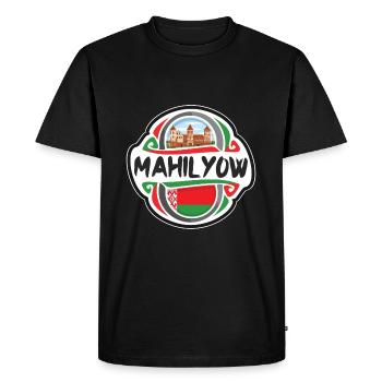 Mahilyow Belarus Flag Badge Travel Souvenir Stamp - Men's Premium Organic T-Shirt - black - Front - Nico (187cm)