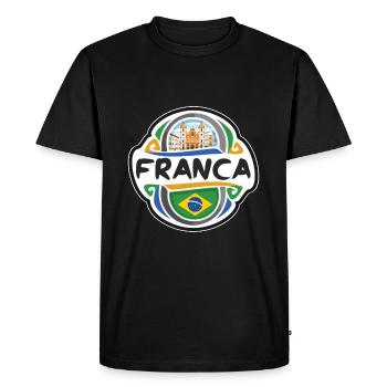 Franca Brésil Drapeau Badge Voyage Souvenir Timbre - T-shirt Premium bio Homme - noir - Devant - Nico (187cm)