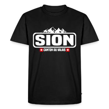 Sion - T-shirt Premium bio Homme - noir - Devant - Nico (187cm)