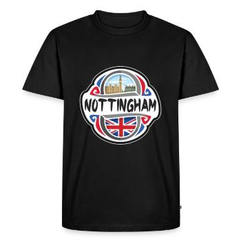 Nottingham Royaume-Uni Drapeau Du Royaume-Uni Souvenir de voyage - T-shirt Premium bio Homme - noir - Devant - Nico (187cm)