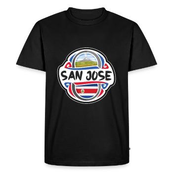San Jose Costa Rica Drapeau Voyage Souvenir Badge Sta - T-shirt Premium bio Homme - noir - Devant - Nico (187cm)