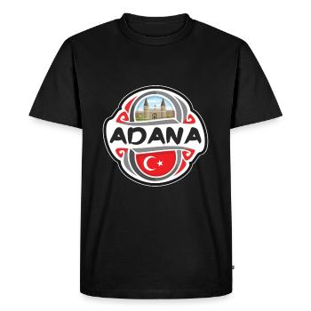 Adana Turkey Flag Badge Travel Souvenir Stamp - Men's Premium Organic T-Shirt - black - Front - Nico (187cm)