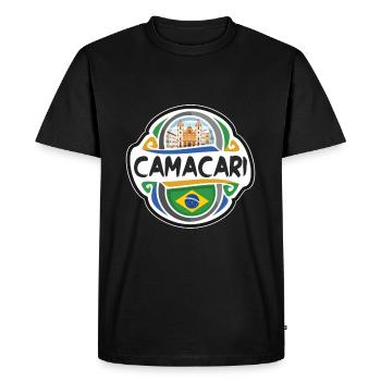 Camacari Brésil Drapeau Badge Voyage Souvenir Timbre - T-shirt Premium bio Homme - noir - Devant - Nico (187cm)