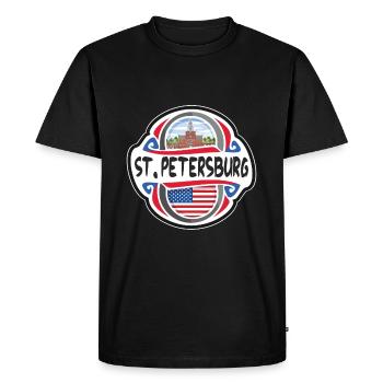 Saint-Pétersbourg États-Unis Drapeau des États-Unis Voyage Souve - T-shirt Premium bio Homme - noir - Devant - Nico (187cm)