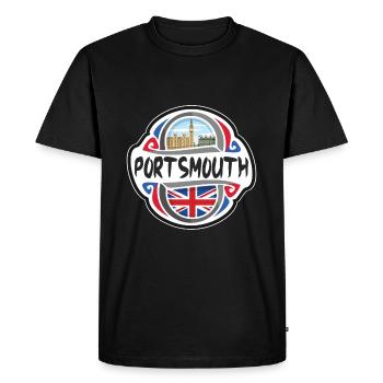 Portsmouth Royaume-Uni Drapeau du Royaume-Uni Souvenir de voyage - T-shirt Premium bio Homme - noir - Devant - Nico (187cm)
