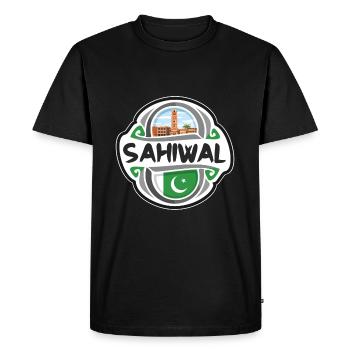 Sahiwal Pakistan Flag Badge Souvenir de Voyage Timbre - T-shirt Premium bio Homme - noir - Devant - Nico (187cm)