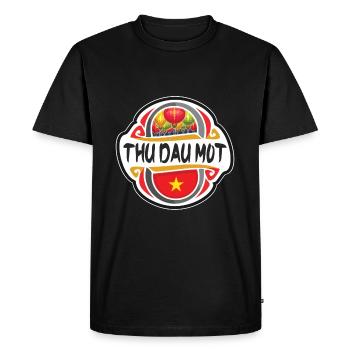 Thu Dau Mot Vietnam Flag Travel Souvenir Badge Sta - Men's Premium Organic T-Shirt - black - Front - Nico (187cm)