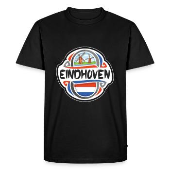 Eindhoven Netherlands Flag Travel Souvenir Badge S - Men's Premium Organic T-Shirt - black - Front - Nico (187cm)