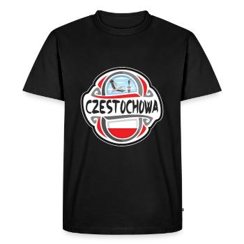 Czestochowa Pologne Drapeau Voyage Souvenir Badge Stam - T-shirt Premium bio Homme - noir - Devant - Nico (187cm)