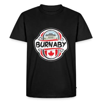 Burnaby Canada Flag Badge Travel Souvenir Stamp - Men's Premium Organic T-Shirt - black - Front - Nico (187cm)