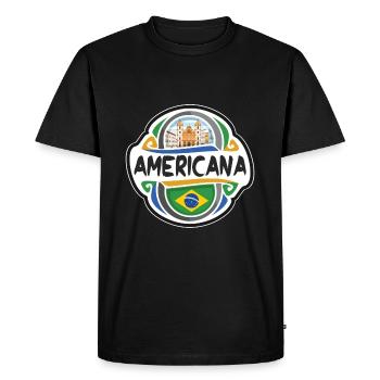 Americana Brésil Drapeau Badge Voyage Souvenir Timbre - T-shirt Premium bio Homme - noir - Devant - Nico (187cm)