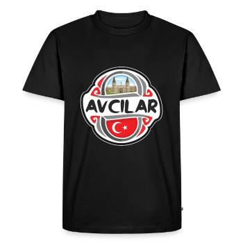 Avcilar Turquie Drapeau Badge Souvenir de Voyage Timbre Souvenir - T-shirt Premium bio Homme - noir - Devant - Nico (187cm)