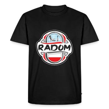 Radom Poland Flag Badge Travel Souvenir Stamp - Men's Premium Organic T-Shirt - black - Front - Nico (187cm)