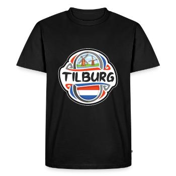 Tilburg Netherlands Flag Travel Souvenir Badge Sta - Men's Premium Organic T-Shirt - black - Front - Nico (187cm)
