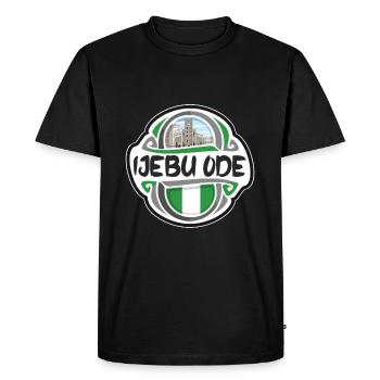 Ijebu Ode Nigeria Flag Badge Travel Souvenir Stamp - Men's Premium Organic T-Shirt - black - Front - Nico (187cm)