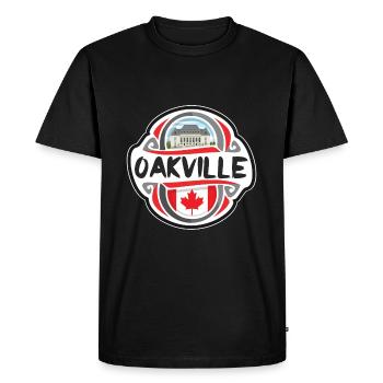 Oakville Canada Flag Badge Travel Souvenir Stamp - Men's Premium Organic T-Shirt - black - Front - Nico (187cm)