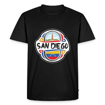 San Diego Venezuela Drapeau Voyage Souvenir Badge Sta - T-shirt Premium bio Homme - noir - Devant - Nico (187cm)