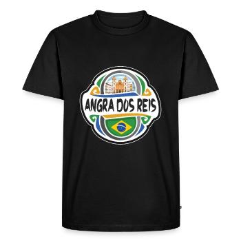 Angra dos Reis Brésil Drapeau Voyage Souvenir Badge S - T-shirt Premium bio Homme - noir - Devant - Nico (187cm)