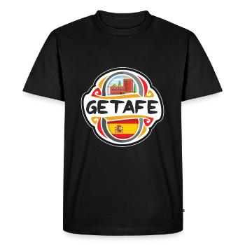 Getafe Spain Flag Badge Travel Souvenir Stamp - Men's Premium Organic T-Shirt - black - Front - Nico (187cm)