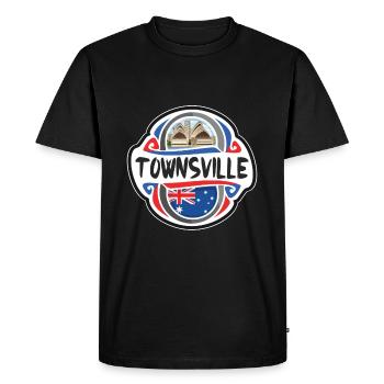 Townsville Australie Drapeau Voyage Souvenir Badge St - T-shirt Premium bio Homme - noir - Devant - Nico (187cm)