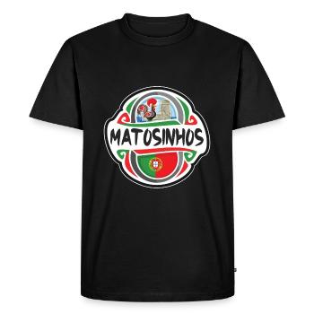 Matosinhos Portugal Drapeau Voyage Souvenir Badge Sta - T-shirt Premium bio Homme - noir - Devant - Nico (187cm)